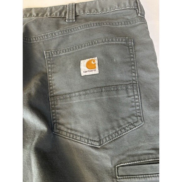 CARHARTT Twill Work Pants Mens 44x30 Olive Green Relaxed Fit Straight Carpenter - Picture 6 of 9